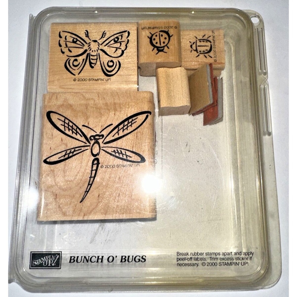 Stampin Up BUNCH O BUGS Stamp Set - Dragonfly Butterfly Ladybug Bee Beetle Cards